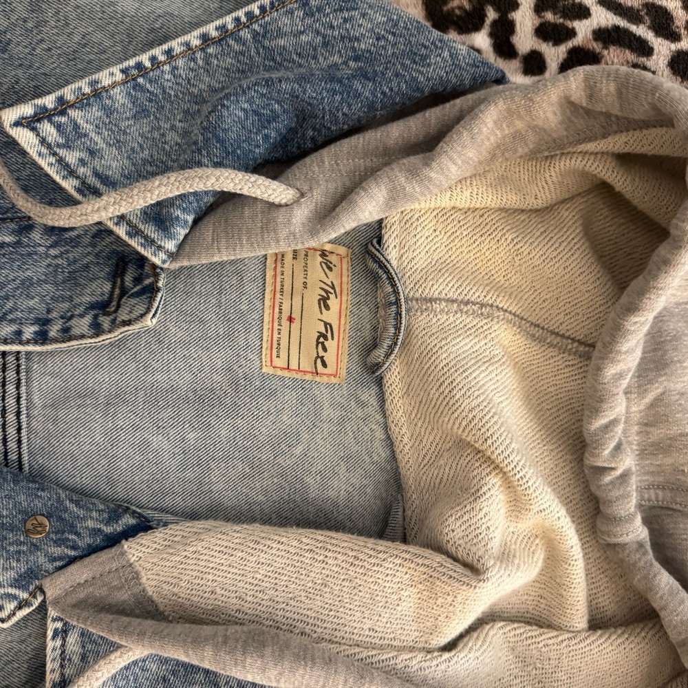 Free People Denim Jacket with Hood - Picture 2 of 4